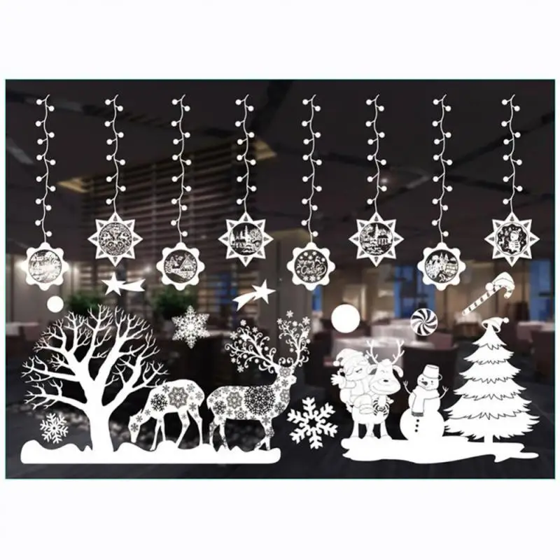 Christmas Wall Window Stickers Marry Christmas Decoration For Home 2024 Christmas Ornaments Xmas Navidad Gift New Year 2025