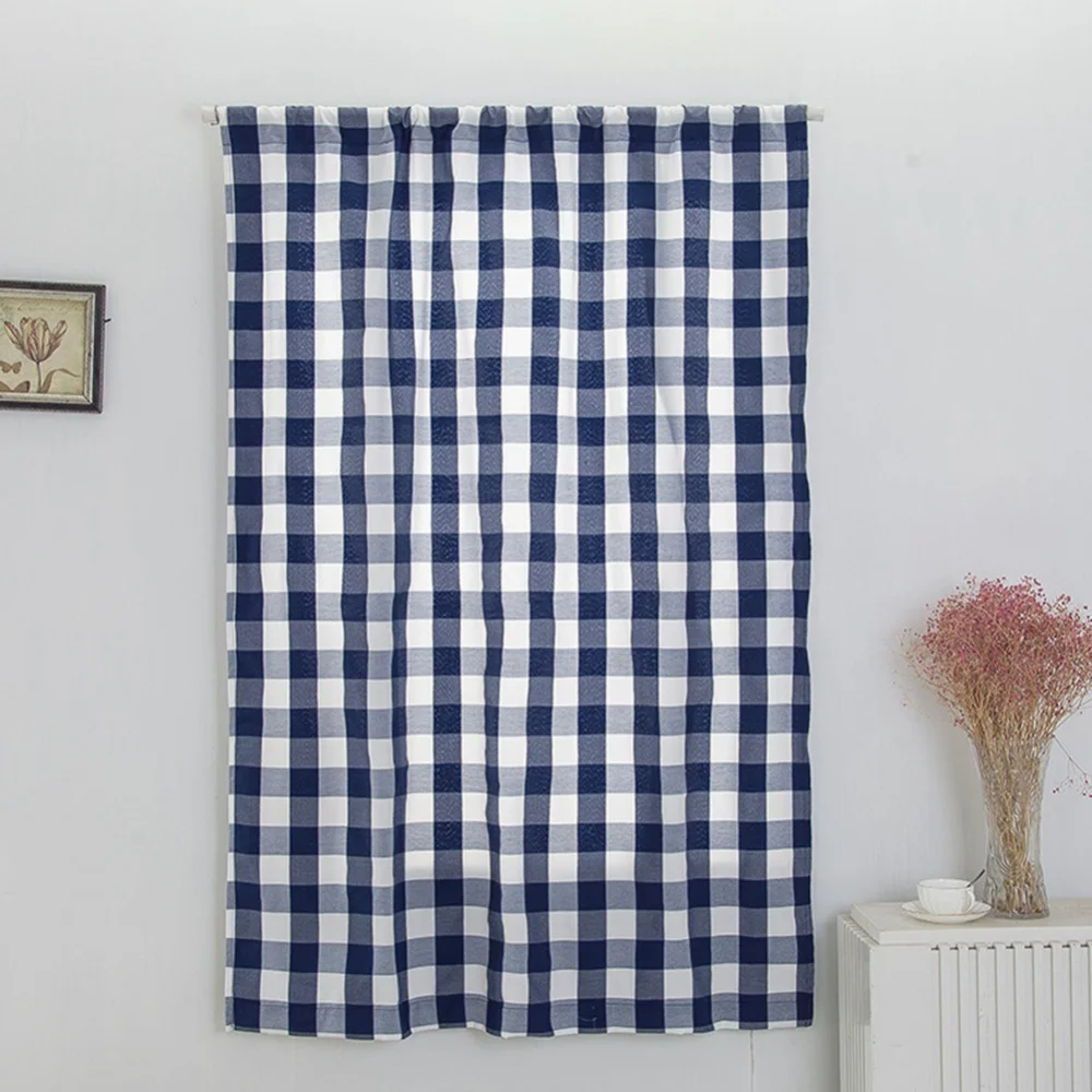 Tie Up Curtain for Kitchen Cafe Adjustable Balloon Lines Checkered Roman Shades for Small Window Rod Pocket Window Covering