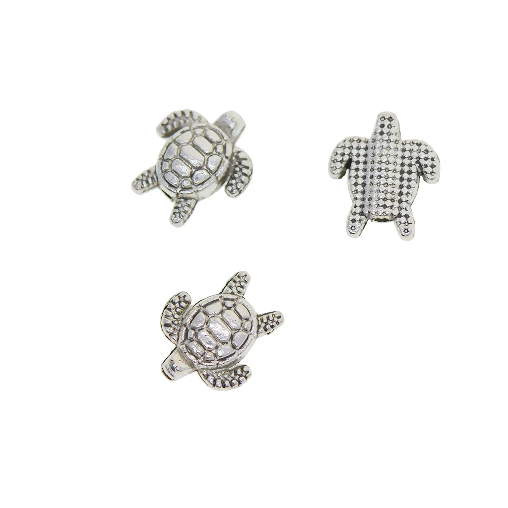 50  retro silver gold bronze 14mm 3D sea turtle baby  loose beads metal alloy spacer beads for jewelry rosary necklace DIY