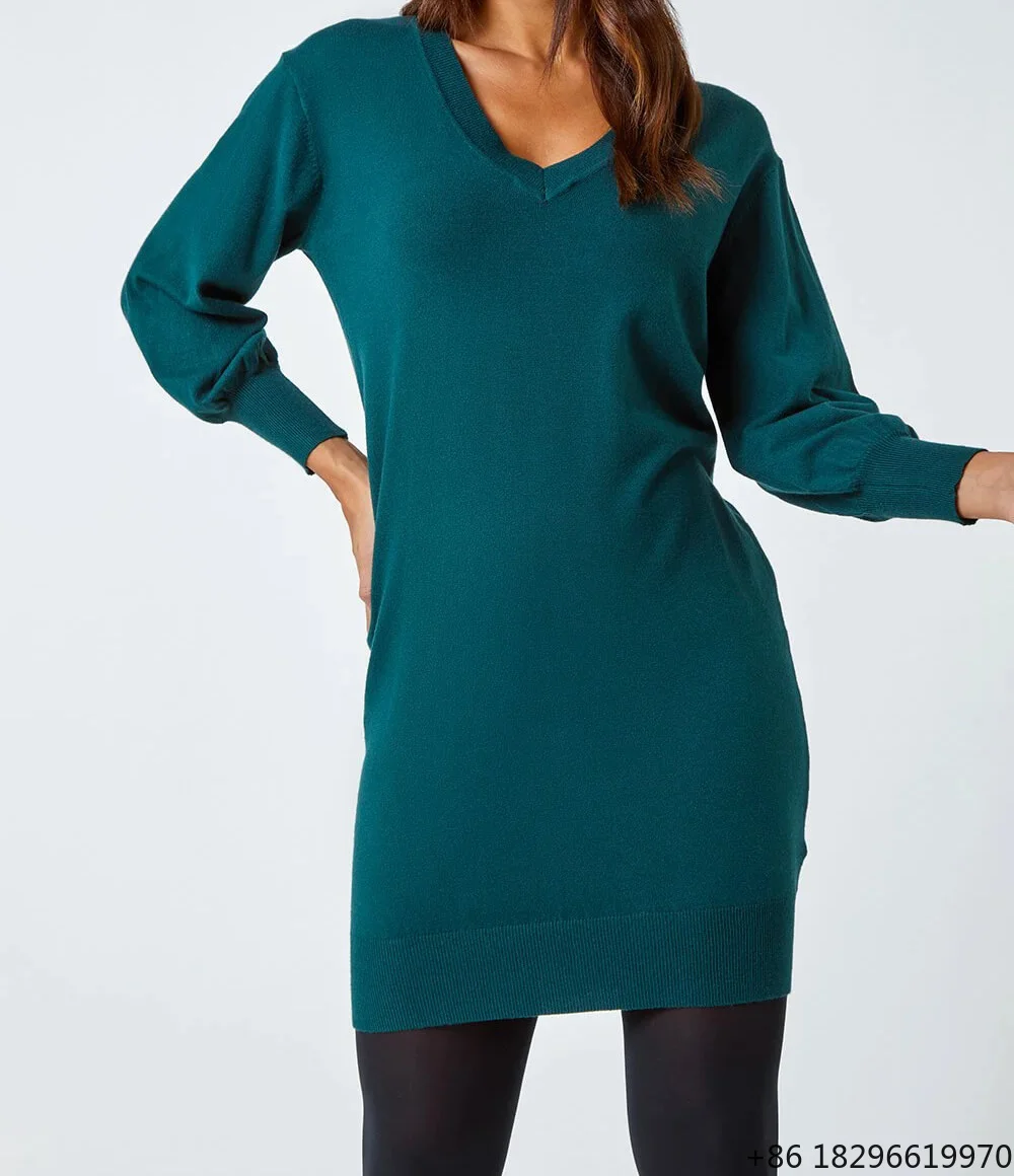 custom-elegant-women's-long-sleeve-knitted-sweater-skirt-for-fall-winter-slim-pleated-bottom-midi-odm-supply-for-autumn-season