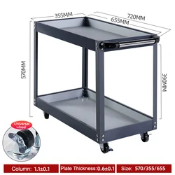 Mechanical Workshop ToolsCart Trolley Toolbox Tool Cart With Universal Wheels Workshop Holder Cabinet Garage Workbench 2 Layer