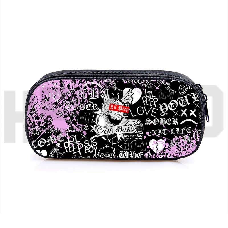 Lil Peep Pencil Case 3D Anime Rapper Lil Peep Make Up Box Cosmetic Case Zipper Storage School Supplies Pouch Top Quality Pen Bag