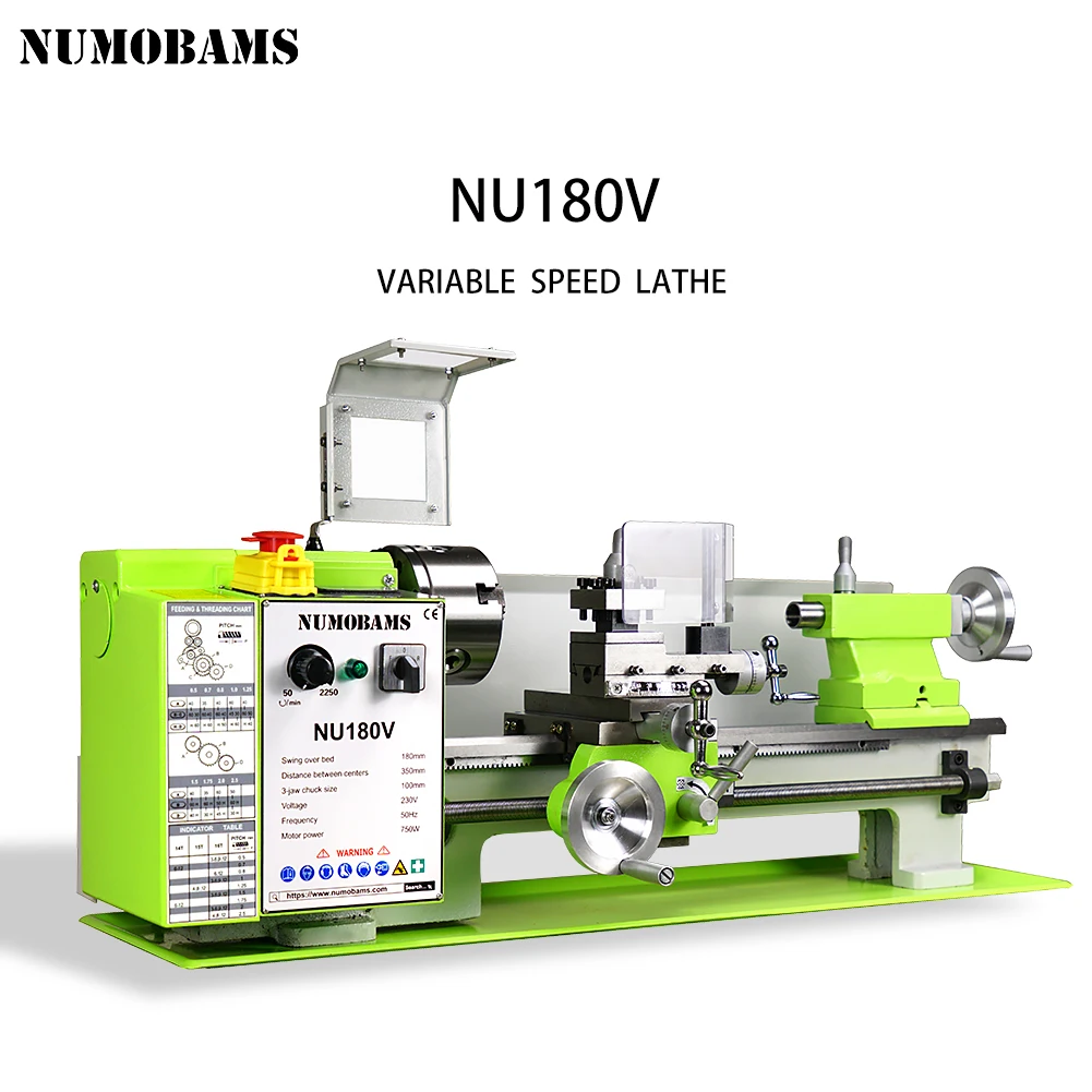 NUMOBAMS NU180V 750W Brushless Motor 32mm Spindle Hole Mini Metal Lathe Machine