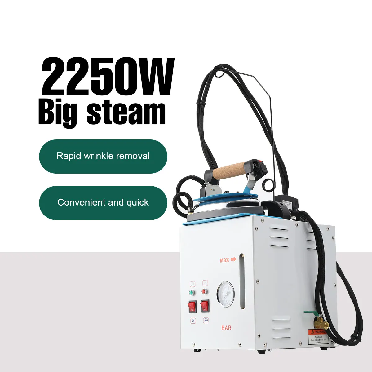 Bild 3: 2250W Haushaltsdampfbügeleisen, 220V Dampfgenerator-Bügelsystem mit 5-Liter-Wassertank und Anzeige