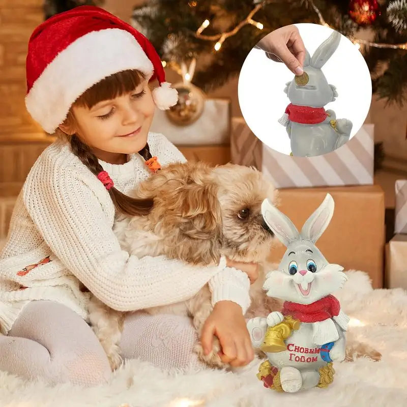 Christmas Money Box Bell Bunny Christmas Money Box Reusable Coin Bank Decorative Creative Christmas Decor Unbreakable Money Bank