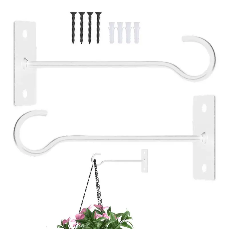 Plant Bracket Outdoor 2 Pcs Wall Plant Hangers Indoor Decorative Metal Flower Pot Hanger Plant Window Hanger For Home Decor