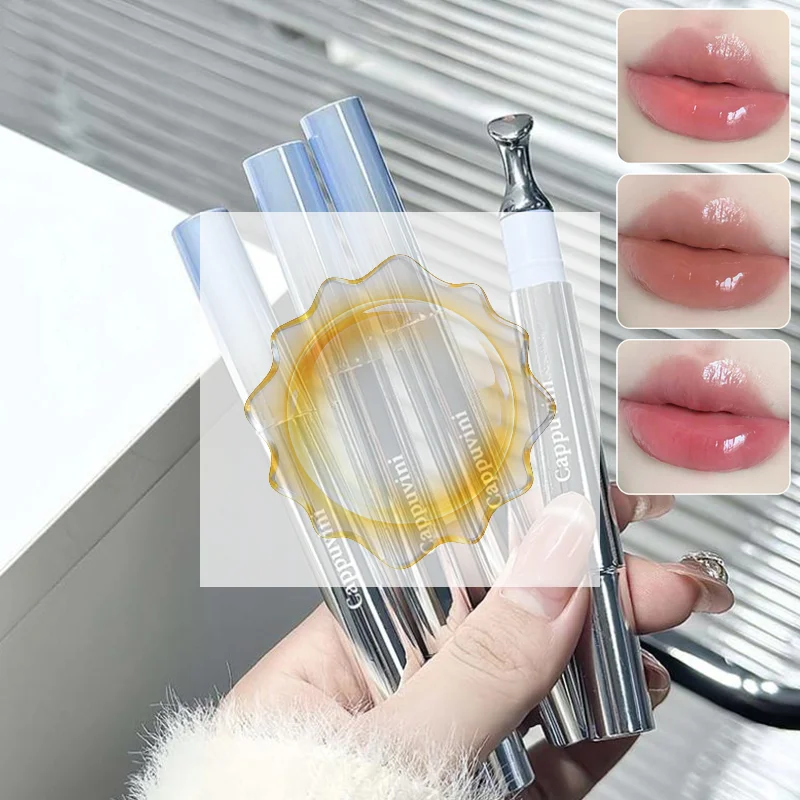 Cappuvini Testa in metallo Essenza Lucidalabbra Specchio Acqua Luce Finitura in vetro Lucidalabbra idratante rimpolpante per ridurre le rughe delle labbra