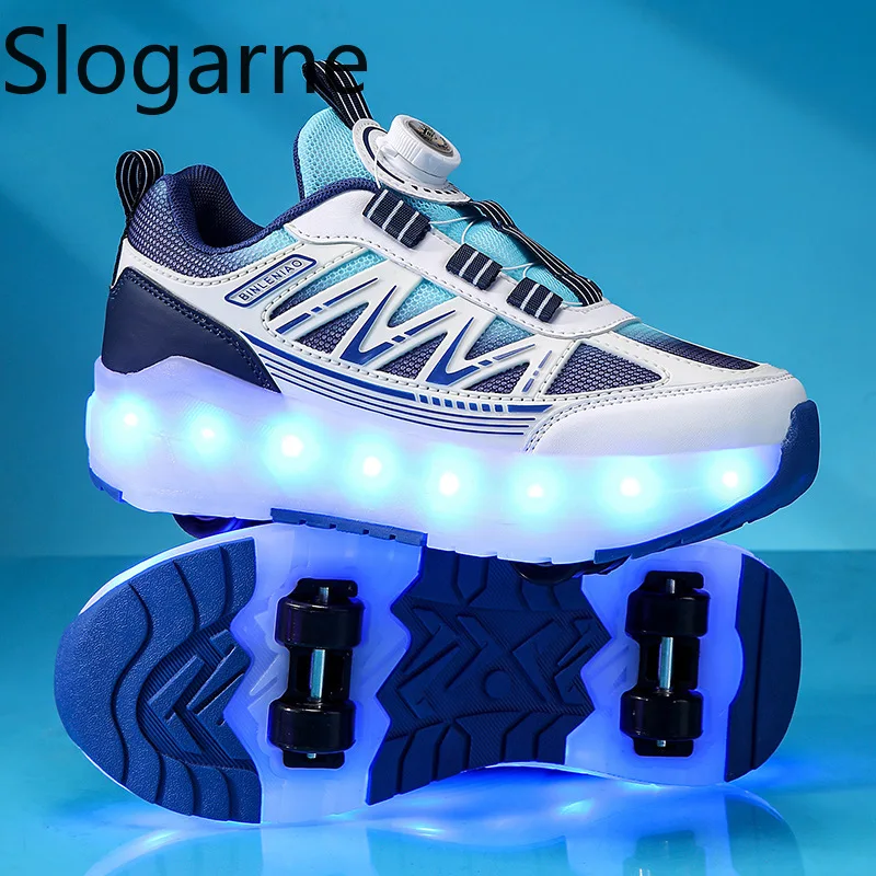 2026 New Roller Skate Shoes Boys Sneakers with Wheels Girls Rollerskates Men Fashion Outdoor Sports Shoes Women New Year Gifts