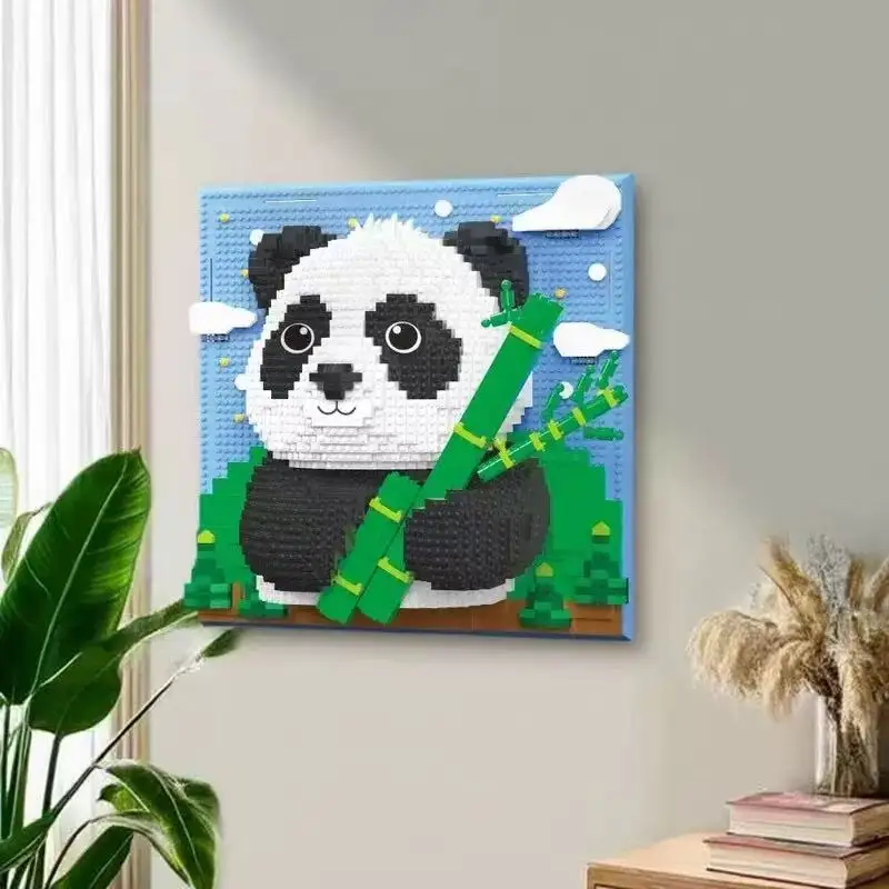Nuevo marco de arte de pared creativo, tiburones, águilas, Panda, modelo de ladrillo DIY, micropartículas, pintura 3D, bloques de construcción, juguetes de decoración del hogar
