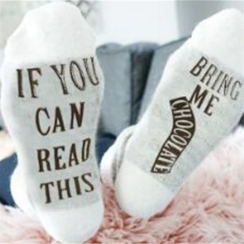 New Humour Words If You Can Read This Bring Me Chocolate Dispensing Funny Hipster Art Christmas Gift Socks Club Party Dropship