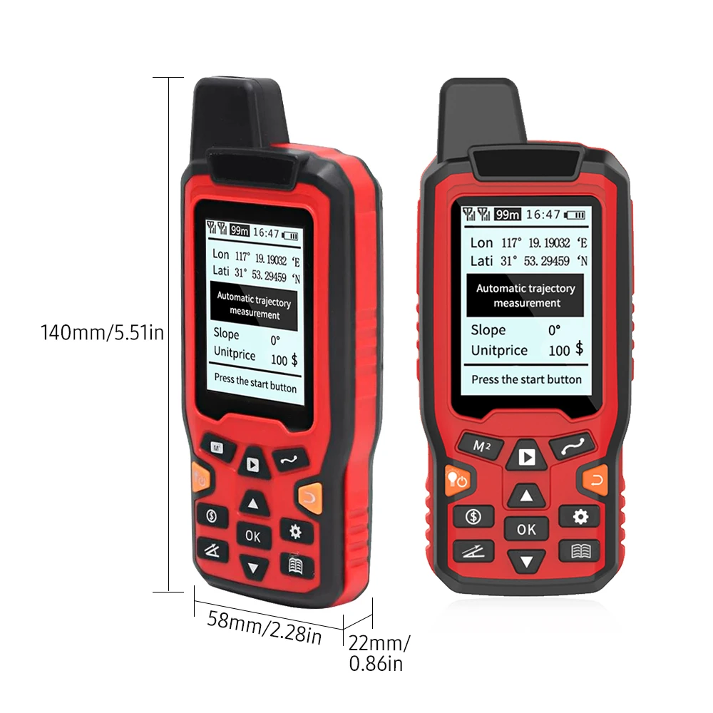 GPS Land Area Measure Handheld USB Navigation Track Meter Backlit LCD Automatically with Slope Vehicle and Manual Fix Mode Area