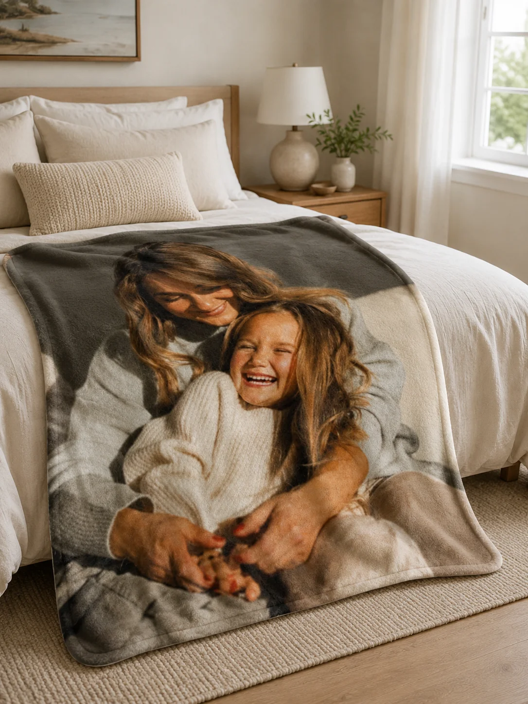 Personalized Photo Blanket, Customized Blanket, Mother Son Couple Couple Family Photo Blanket, Unique Commemorative Blanket