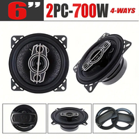 2Pcs 6 Inch (2X350W) 700W 4-Way Car HiFi Coaxial Speaker With Dust Cover And Audio Cable, Car door full frequency speaker