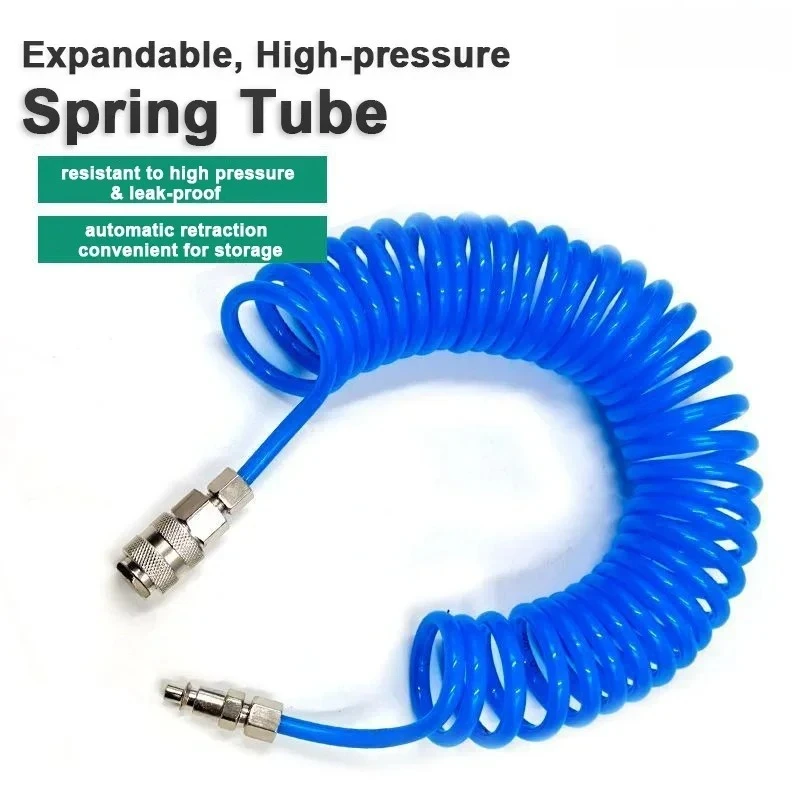 For Air Compressor 4x6mm Heavy Duty Air Dust Blow Gun Kit, 50cm Long Pneumatic Coiled TPU Hose Air Duster Gun Remover