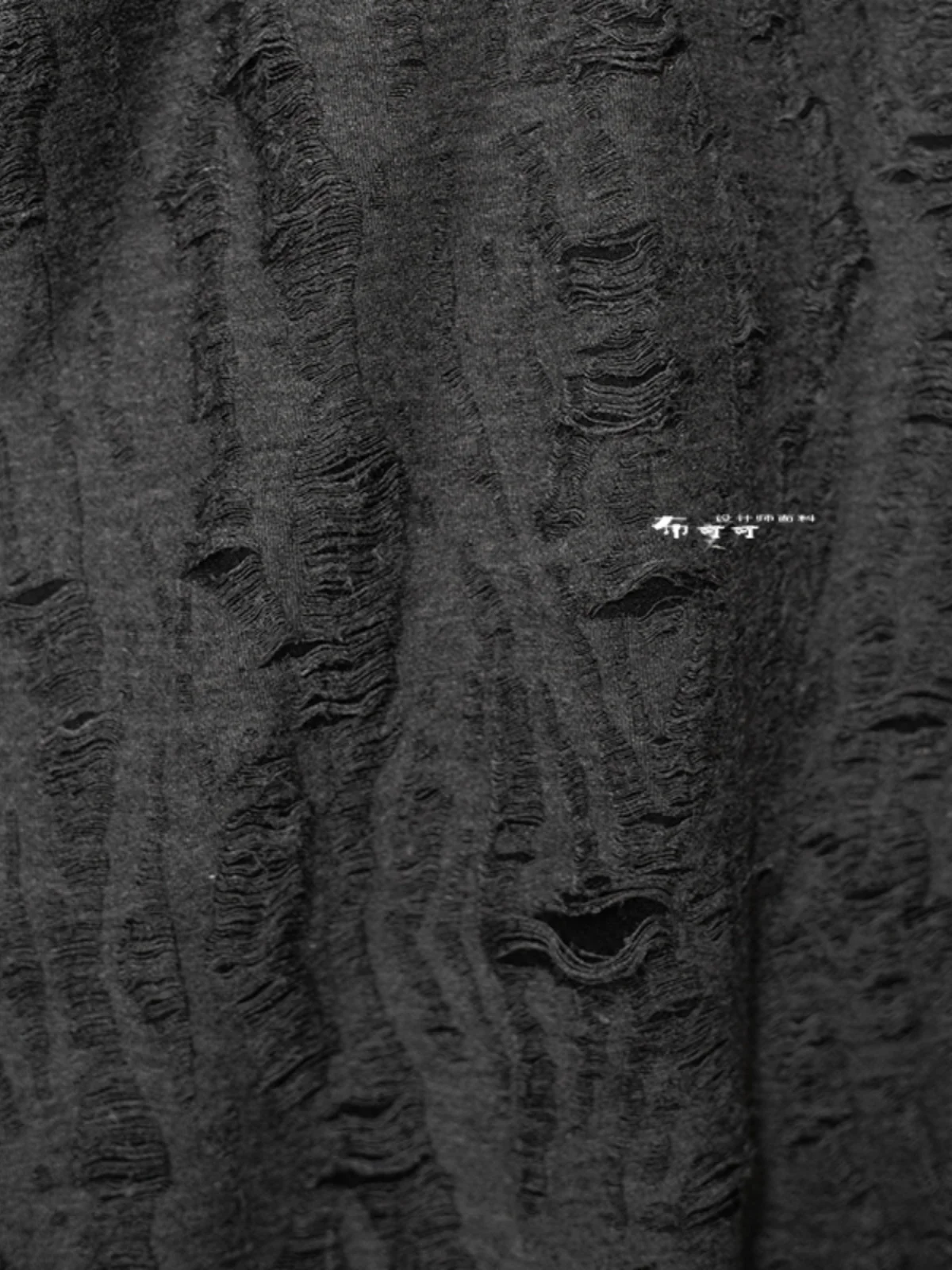 

Black and Gray Crack Ripped Hole Knitted Fabric Distressed Texture Irregular Creative Art Secondary Reconstruction