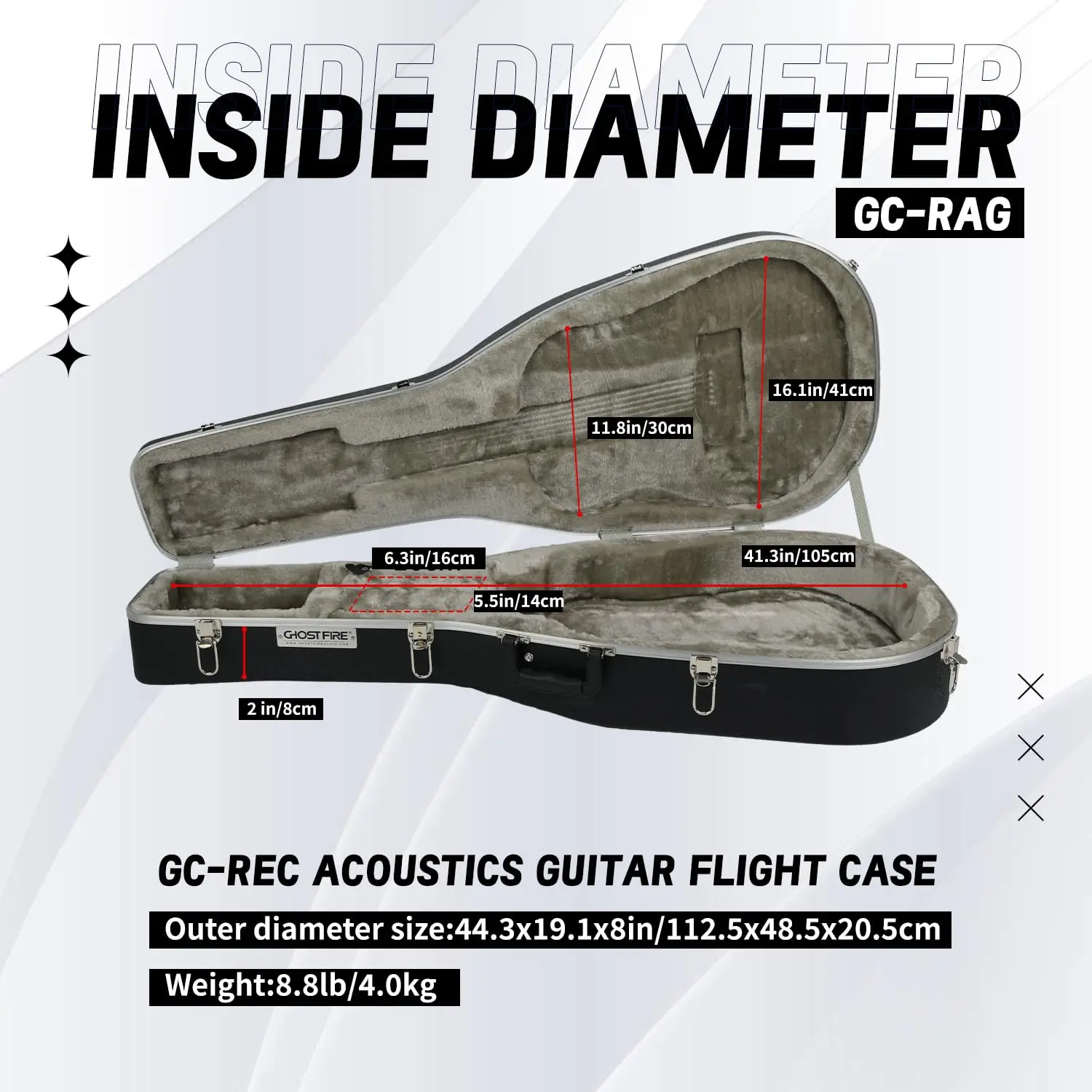 GHOSTFIRE Hard-Shell Cases Acoustic Guitar Case Super thick fit for Acoustic