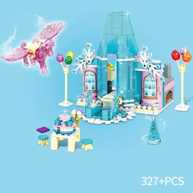 Ice and Snow World Series ABS Building Block Set Snowman Carriage Sleigh Snow Country Train Princess Theme With Color Boxed