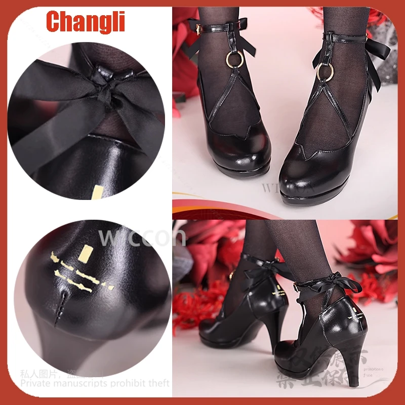 

Wuthering Waves Changli Cosplay Costume Anime Game Shoes Heel: 8.5cm PU leather High Quality Boots Shoes Changli Halloween Party