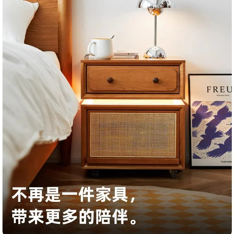 All solid wood bedside table removable bedroom small apartment ultra-narrow bedside locker
