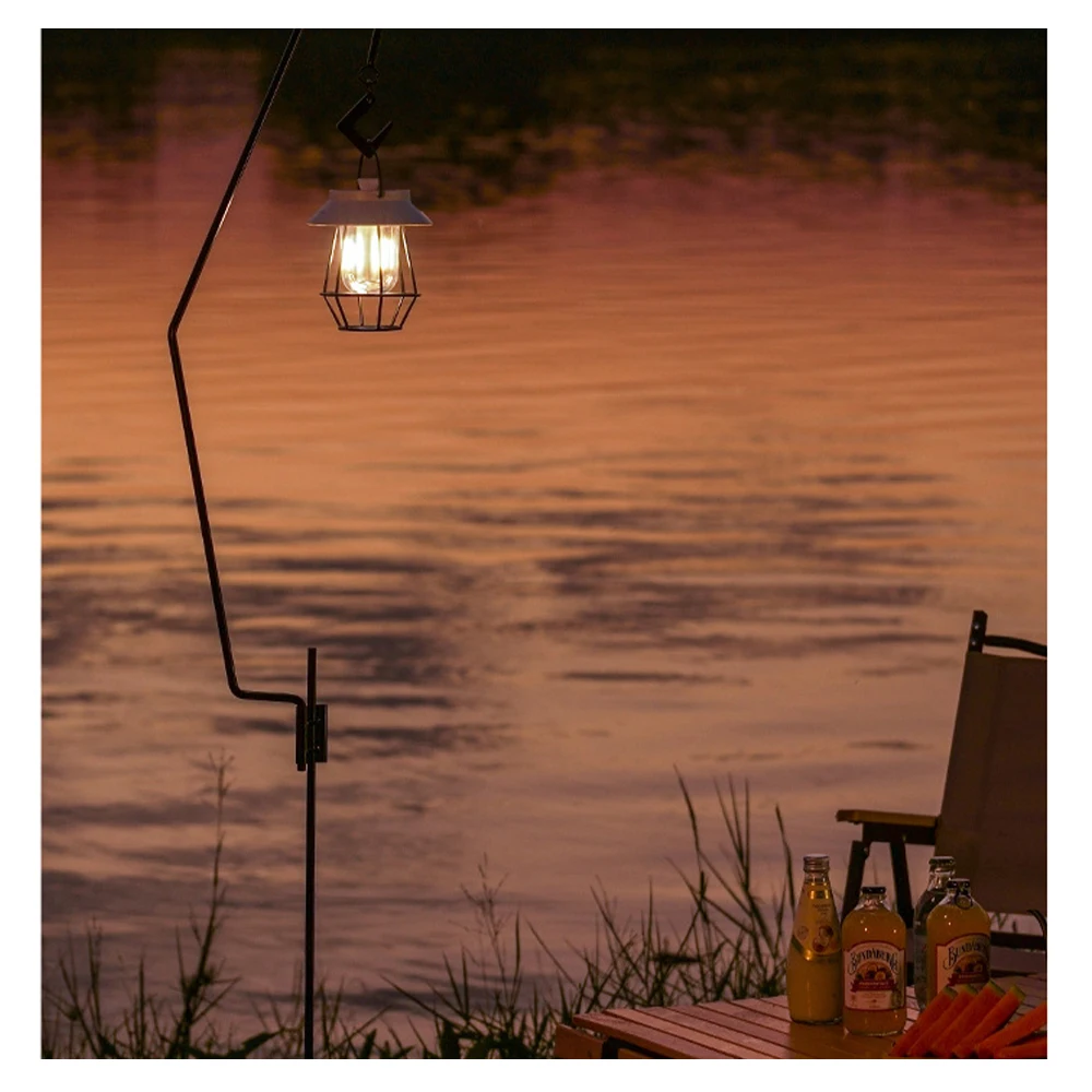 1pcs LED Camping Lamp Retro Portable Camping Lantern Metal Hanging Flashlight Rechargeable Warm White Light Outdoor Tent Light