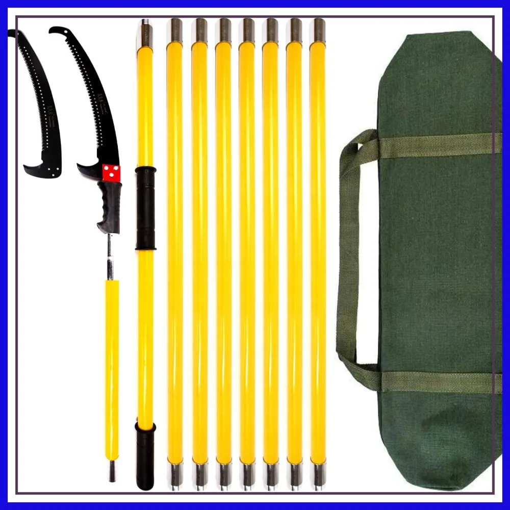 

30FT Tree Pole Pruner, Extendable Manual Branches Trimmer with Saw Blade & Storage Pocket