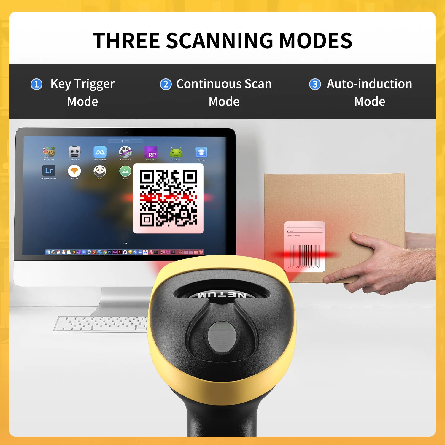 NETUM L8BLPro Blueooth Wireless 2D Barcode Scanner QR Barcode Reader ...