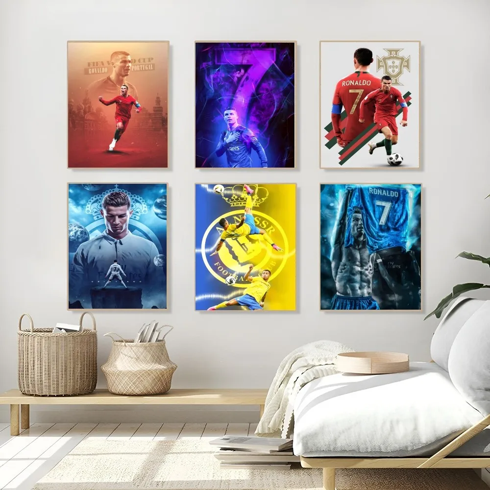 1PC C-cristiano R-ronaldo Poster Self-adhesive Art Waterproof Paper Sticker Coffee House Bar Room Wall Decor