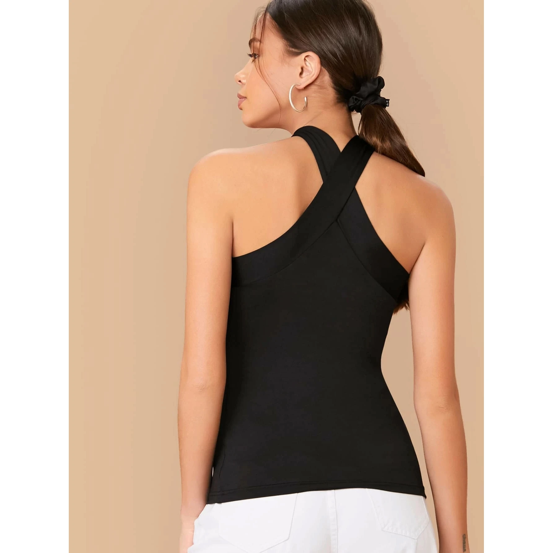 Sexy Strapless Sleeveless Top for Women Fashionable Neck Hanging Style New Arrival Summer Trendy Cross-Border Milk Silk Material