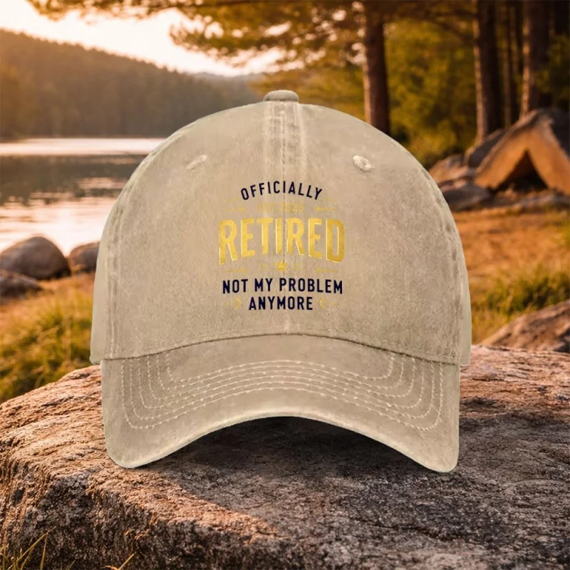 Men's Retirement Baseball Cap Lightweight Duckbill Printed Cap for Golf Casual Outdoor Wear Hand Washable