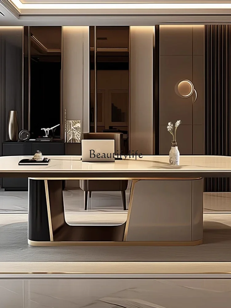 

Light luxury dining table ultra-microcrystalline stone large flat with storage modern high-end marble