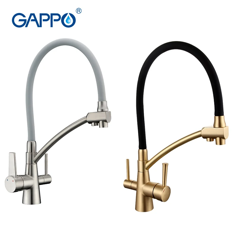 Gappo Kitchen Faucets with filter water pull out cleaning deck mounted mixer cold hot water faucet black soft Silicone pvc tube