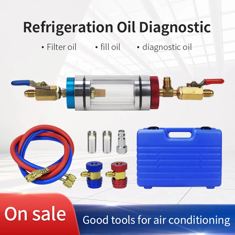 Automotive Air Conditioning Refrigerant Oil Analyzer Car A/C System Compressor Oil Filter Test Tool Aircon Oil Checker