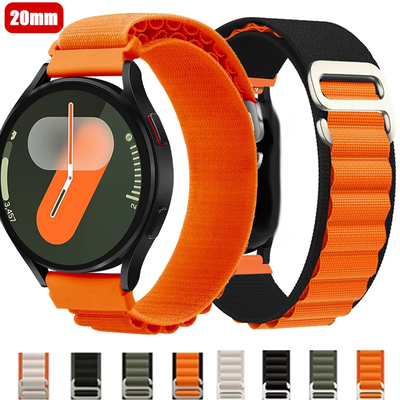 20 mm Apline-Nylonarmband für Samsung Galaxy Watch 7 6 5 4 40 mm 44 mm Armband für Galaxy 4 6 Classic 42/43/46/47 mm 5 Pro 45 mm Band