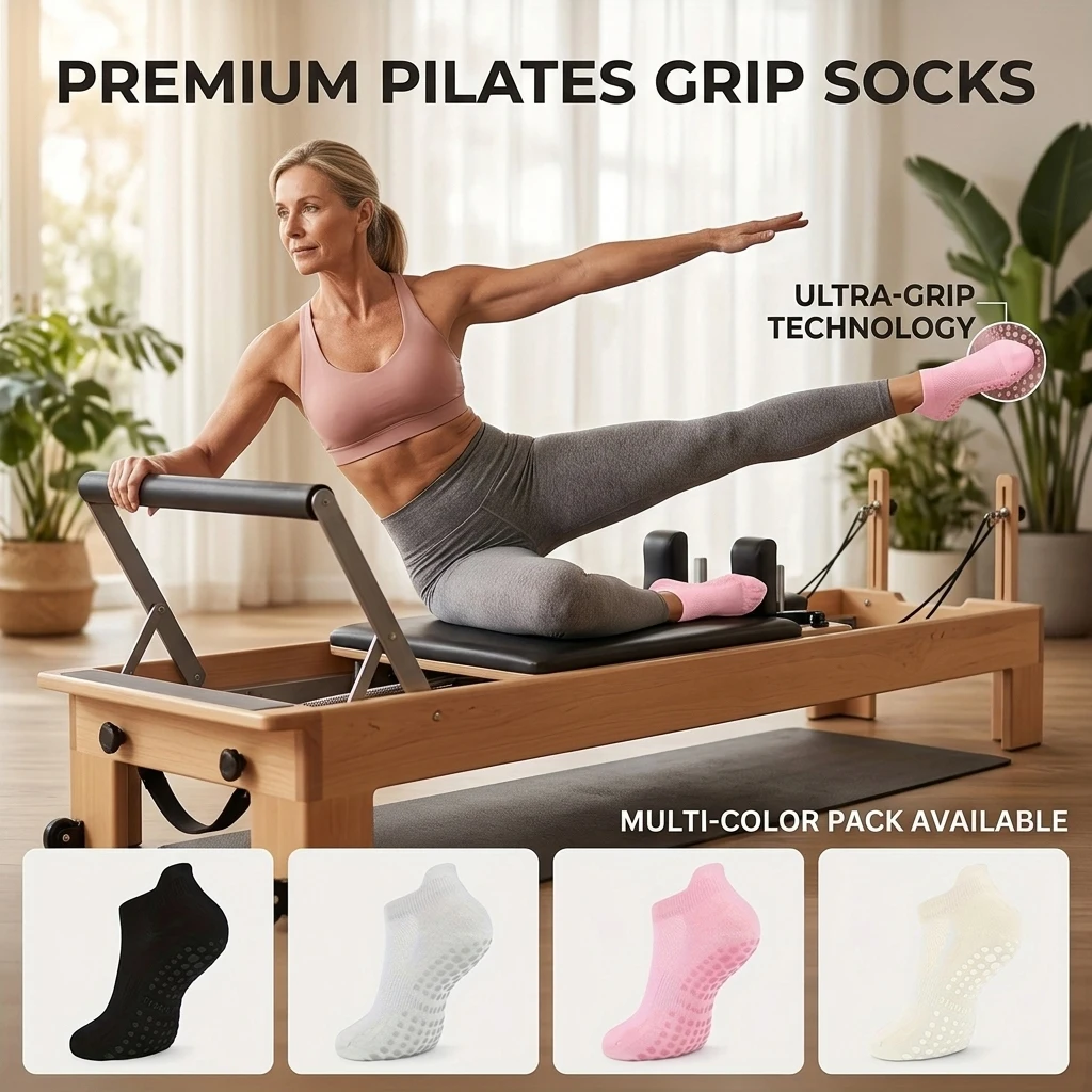 2/5Pairs,Breathable Mesh Yoga Socks,Full Sole Silicone Anti Slip Socks,Women Barre Pilates Home Floor Sport Socks