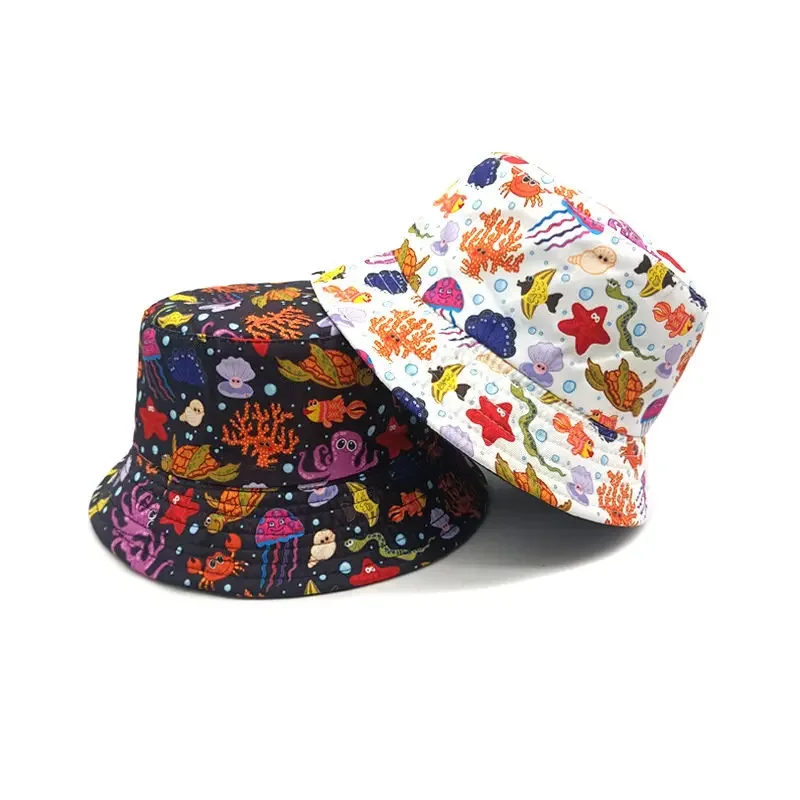 الربيع والخريف القطن الكرتون الحيوان طباعة قبعة بحافة السفر في الهواء الطلق قبعة واقية من الشمس للطفل صبي وفتاة 78 #3