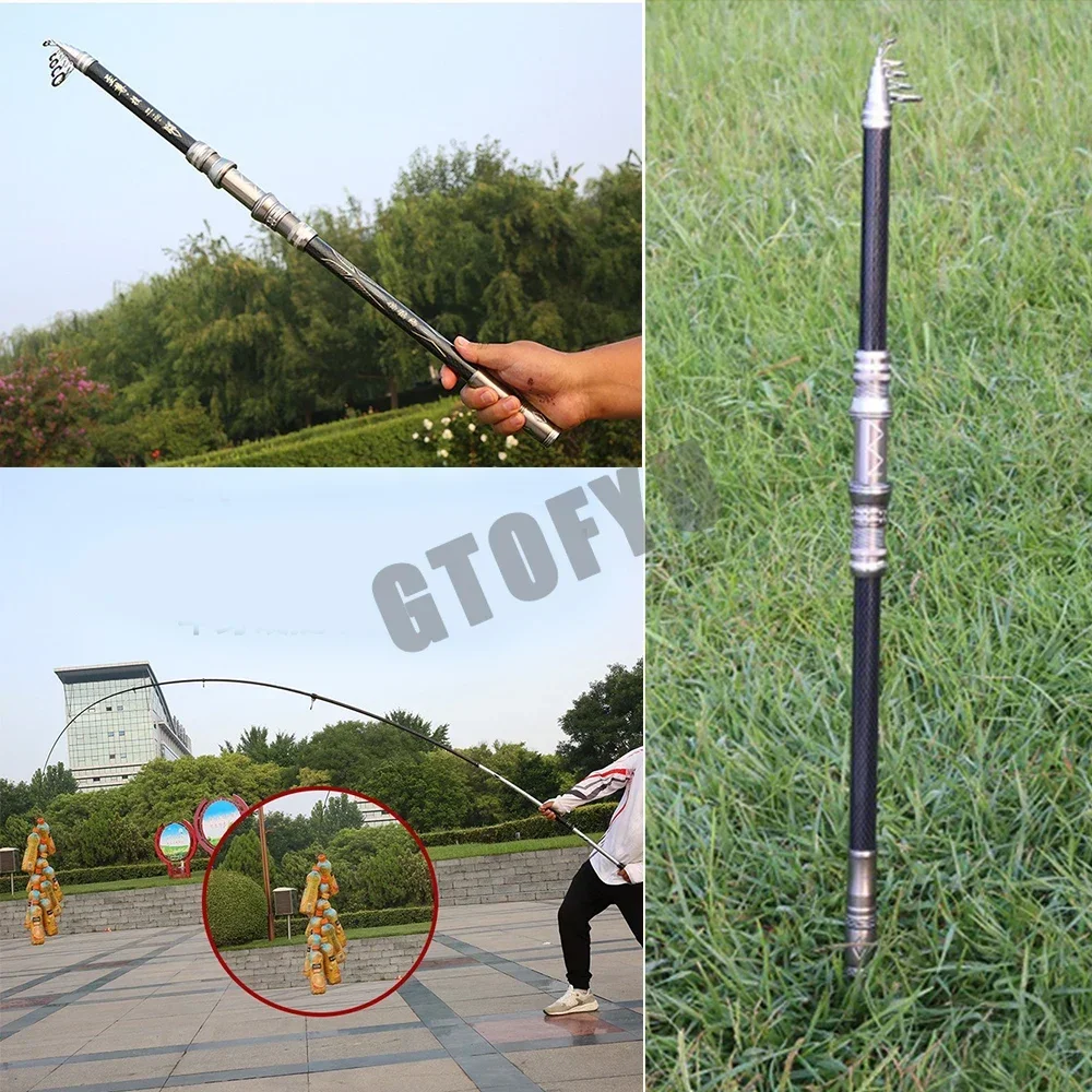 2.1M 2.4M 2.7M 3.6M 3.9M 4.5M Telescopic Portable Long Distance Throwing Rod Fishing Rod Travel Sea Boat Rock Lake Fishing Rod