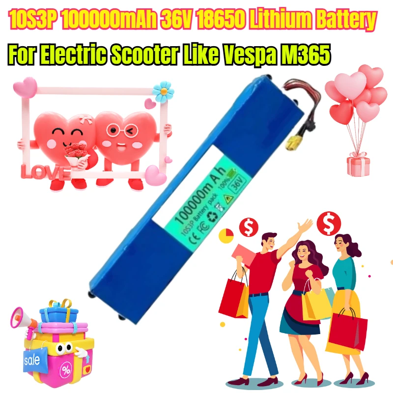 

10S3P 100000mAh 36V 18650 Lithium Battery for Electric Scooter Like Vespa M365