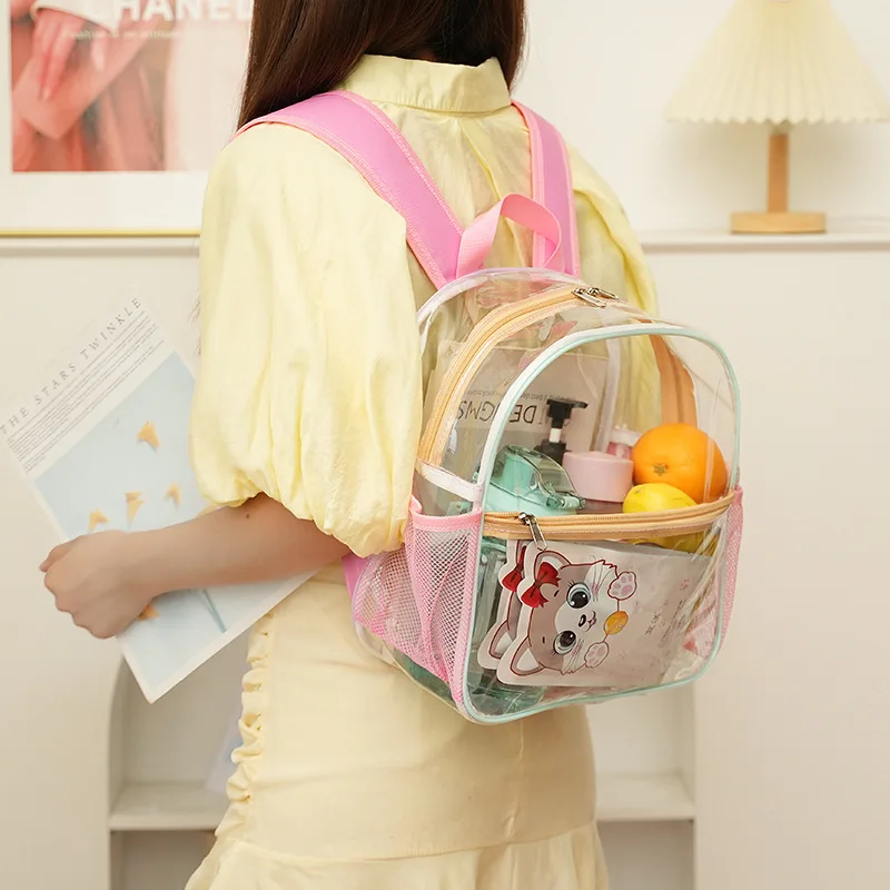 حقيبة ظهر بلاستيكية شفافة للأطفال ، حقيبة هاتف محمول للشاطئ مقاومة للماء للسفر ، حقائب ظهر للتخزين المدرسي للمدرسة ، حقيبة ظهر صغيرة شفافة ، صيف