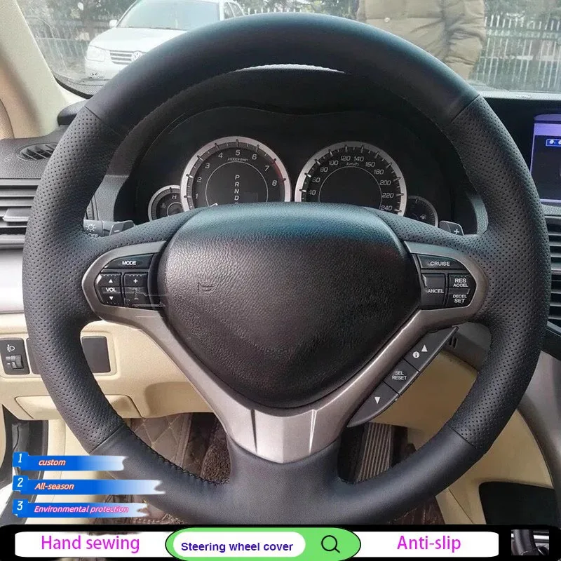 Black PU Artificial Leather For Acura TL 2007 TL Type-s 2007 Steering Wheel Cover Hand-stitched Car Steering Wheel Cover
