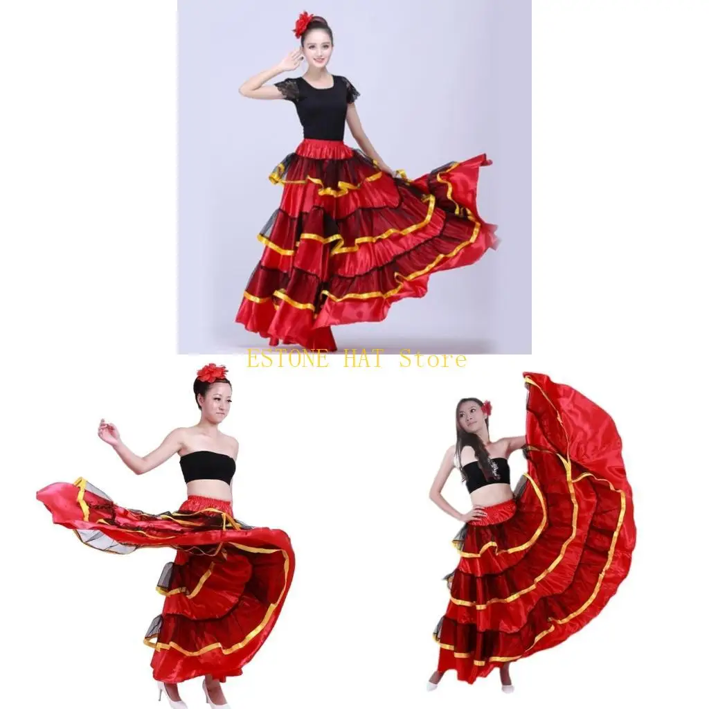 Salia Tutu Long Tutu, 49mf, para performances dança da barriga flamenco, fantasia Halloween