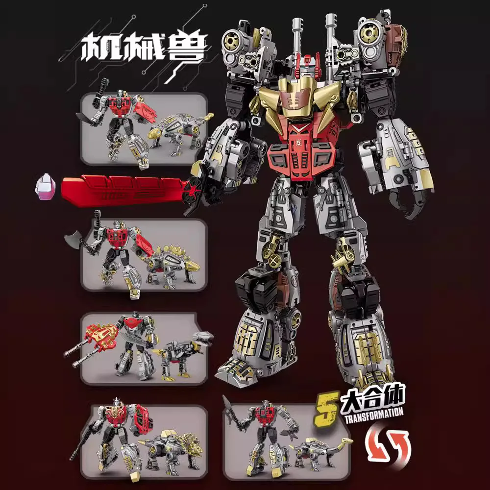 Chaoxiaojiang – guerrier dinosaure en alliage 5 en 1, bête mécanique transformée, jouet t-rex pour garçons, cadeau de noël