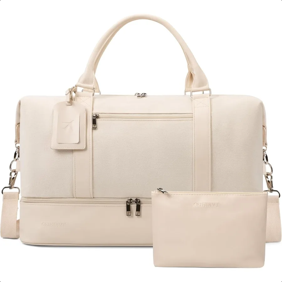 

Oeihuivt Weekender Bags for Women 21 Inch Large Travel Duffel Bag 2Piece Set with Shoe Compartment HeavyDuty Canvas Leather Car