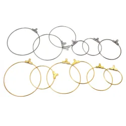 20Pcs Stainless Steel Big Circle Ear Wire Hoops Earring Loops For DIY Jewelry Making Earrings Supplies 20/25/30/35/40/45mm