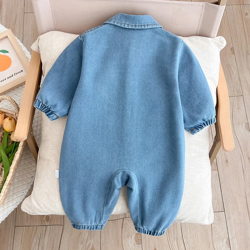 IYEAL   Infant Spring Denim Cartoon Climbing Clothing New Autumn  Baby Boy Clothes Romper Jeans Long Sleeve Overalls Jumpsuit