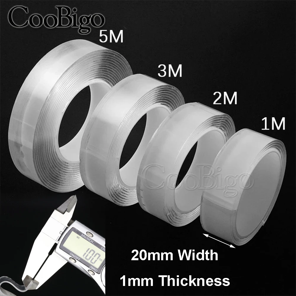 1/2/3/5M Nano Tape Double Sided Adhesive Tapes Waterproof Reusable Wall Sticker Cleanable Kitchen Bathroom Home Supplies 20mm