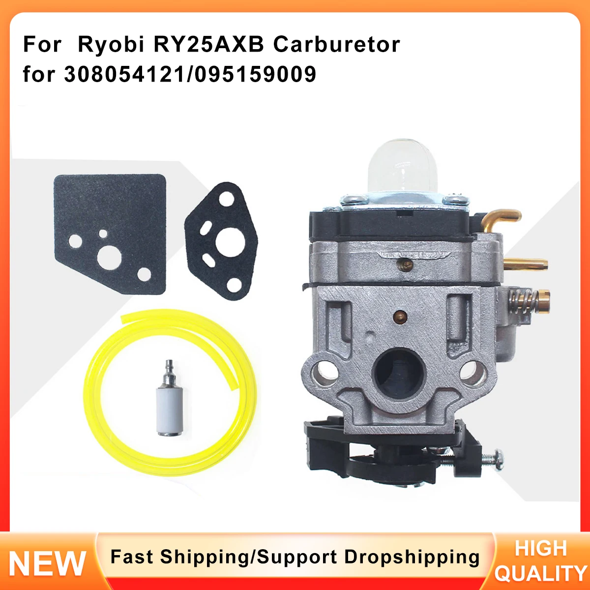 Replacement Carburetor for Ryobi RY25AXB 25cc, Fits 308054121 & 095159009