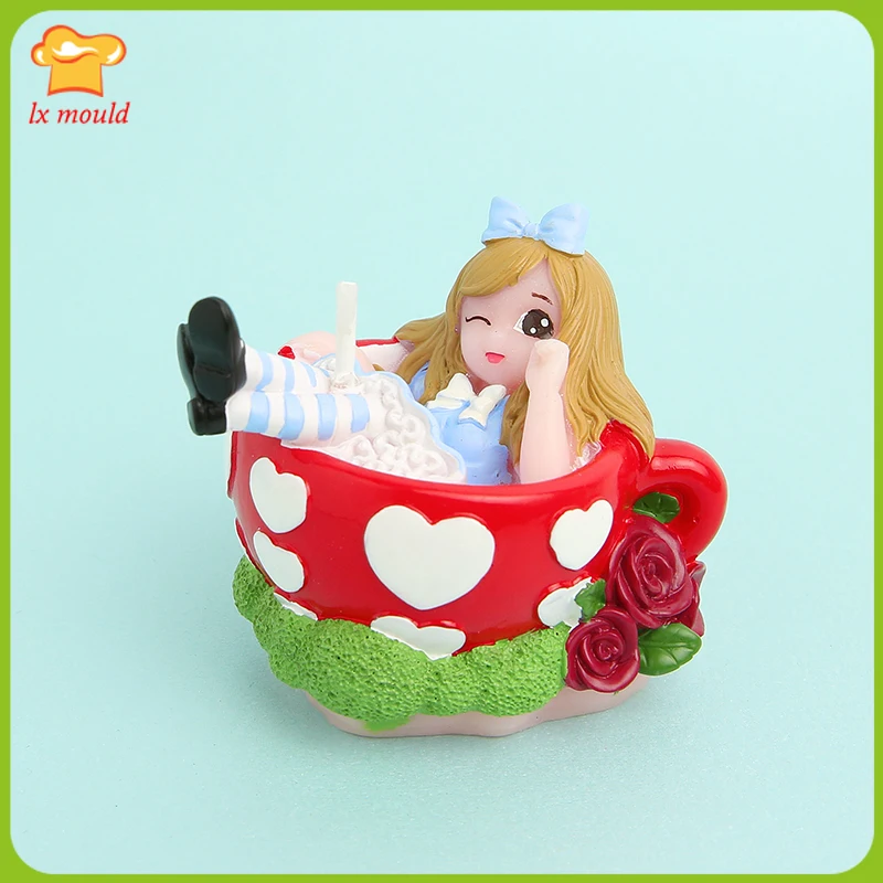 

3D Cup Princess Silicone Child Birthday Candle Molds Party DIY Girl Cake Decoration Moulds