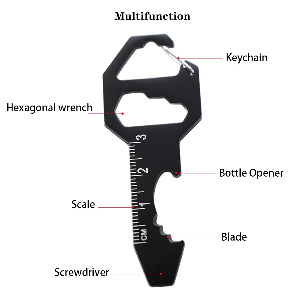6 in 1 Multi-use Mini Tool Screwdriver Bottle Opener Utility Gadget Wrench Measuring Ruler Multi Tool Keychain Hiking view 3