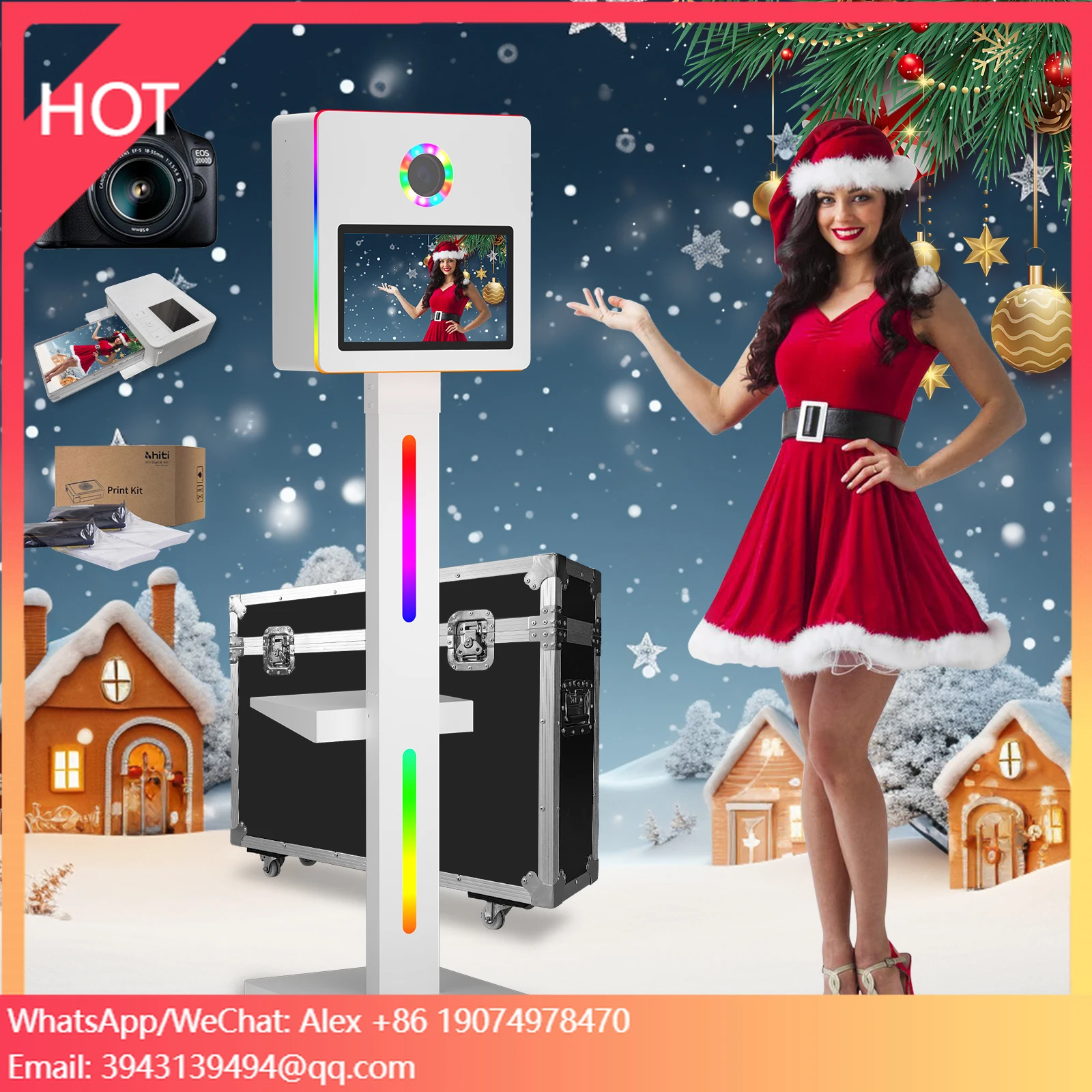 15.6 Inch DSLR Selfie Photo Booth Kiosk|Interactive Mirror Touch Screen +  Metal Body|Free Logo + Secure Global Shipping