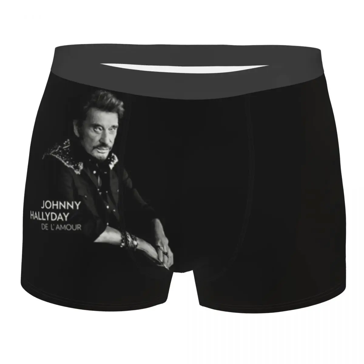 

Custom Funny Johnny Hallyday Boxers Shorts Panties Men's Underpants Comfortable France Mucisian Briefs Underwear